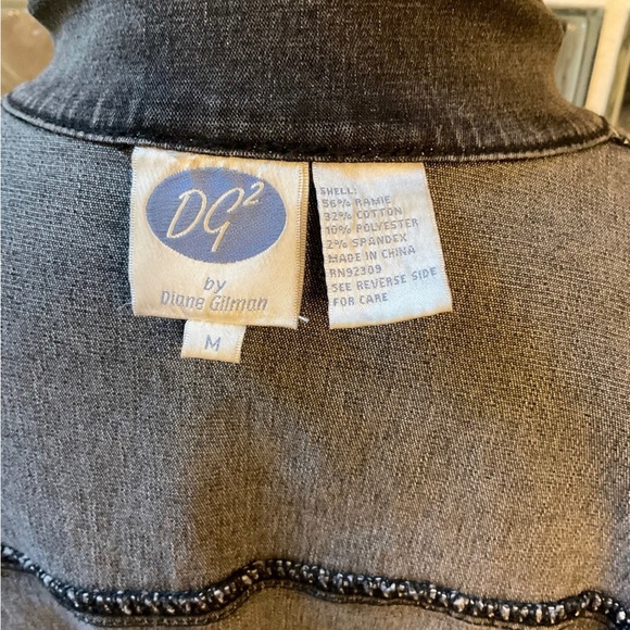DG2 Diane Gilman - Size M ~ Grey Embellished Jean Jacket - Picture 4 of 8